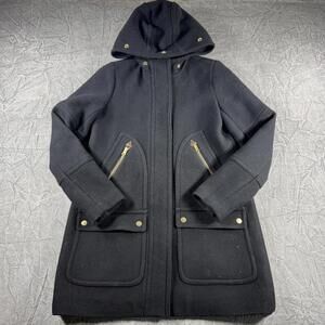 J-Crew Coat Women's 2 Black Nello Gori Italian Stadium Wool